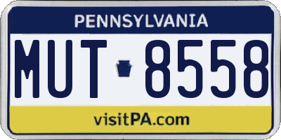 PA license plate MUT8558