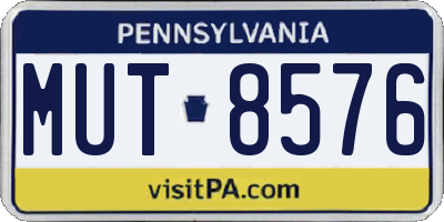 PA license plate MUT8576