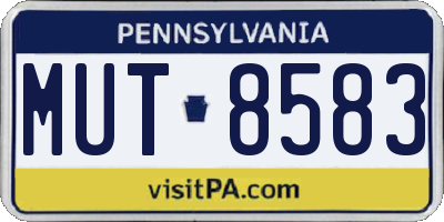 PA license plate MUT8583
