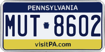 PA license plate MUT8602