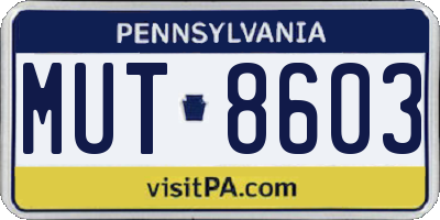 PA license plate MUT8603