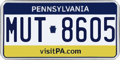 PA license plate MUT8605