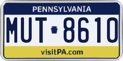 PA license plate MUT8610