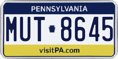 PA license plate MUT8645