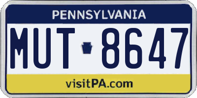 PA license plate MUT8647