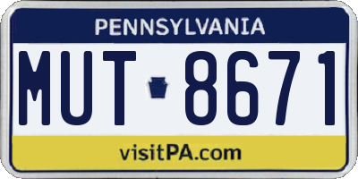PA license plate MUT8671