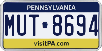 PA license plate MUT8694