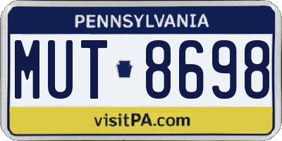 PA license plate MUT8698