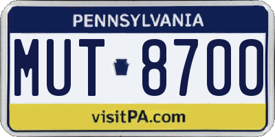 PA license plate MUT8700