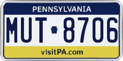 PA license plate MUT8706