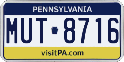 PA license plate MUT8716