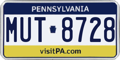 PA license plate MUT8728
