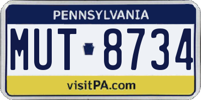 PA license plate MUT8734