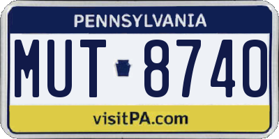 PA license plate MUT8740
