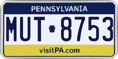 PA license plate MUT8753