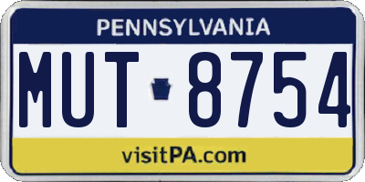 PA license plate MUT8754