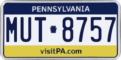 PA license plate MUT8757