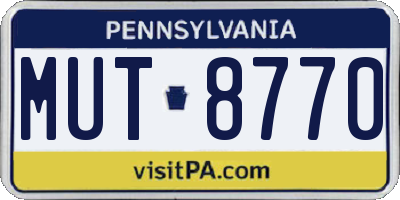 PA license plate MUT8770