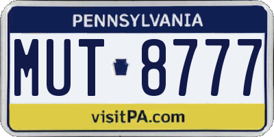 PA license plate MUT8777