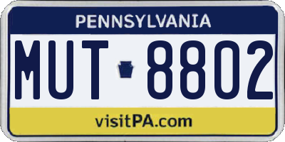 PA license plate MUT8802