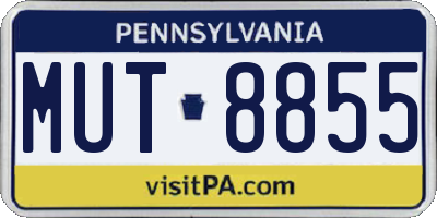 PA license plate MUT8855