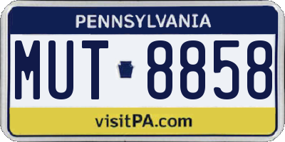 PA license plate MUT8858
