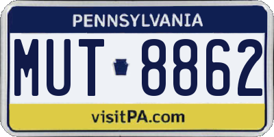 PA license plate MUT8862