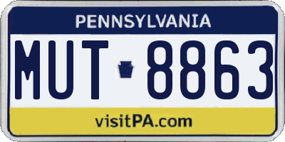 PA license plate MUT8863