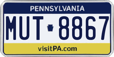 PA license plate MUT8867
