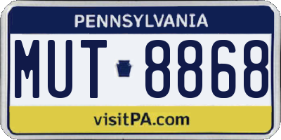 PA license plate MUT8868