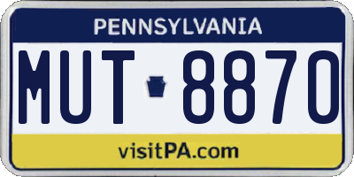 PA license plate MUT8870