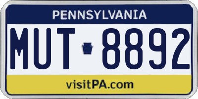 PA license plate MUT8892