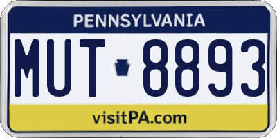 PA license plate MUT8893