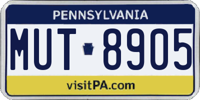PA license plate MUT8905