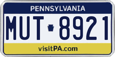 PA license plate MUT8921