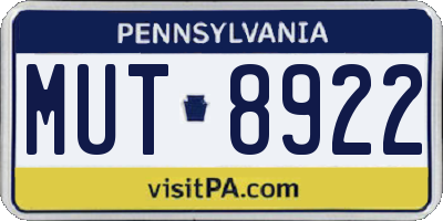 PA license plate MUT8922