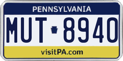 PA license plate MUT8940