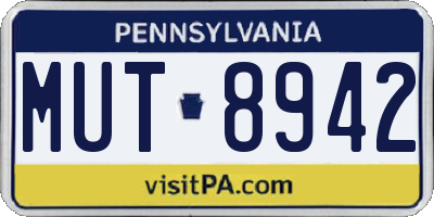 PA license plate MUT8942