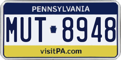 PA license plate MUT8948