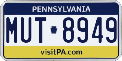 PA license plate MUT8949