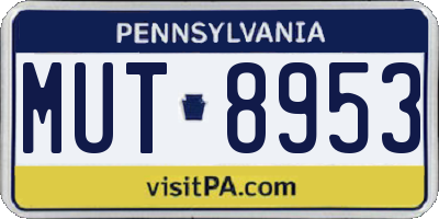 PA license plate MUT8953