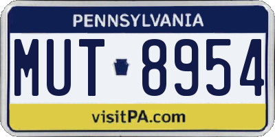 PA license plate MUT8954