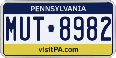 PA license plate MUT8982