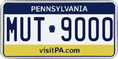 PA license plate MUT9000