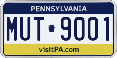 PA license plate MUT9001