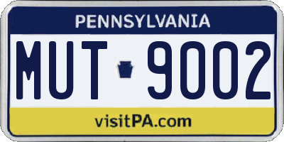 PA license plate MUT9002