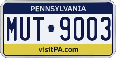 PA license plate MUT9003