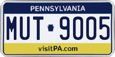 PA license plate MUT9005