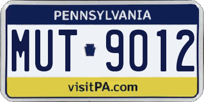 PA license plate MUT9012