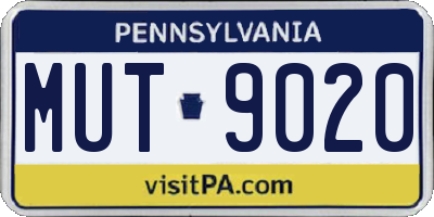 PA license plate MUT9020